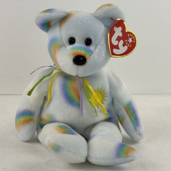 Ty Other - Vtg Ty Beanie Baby Cheery Bear Multicolor Rainbow Pastel Plush DOB Aug 18 2000